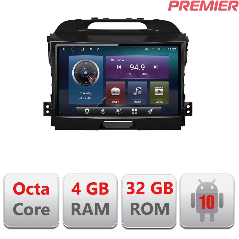 Sportage 2010- Octa Core Android Radio Bluetooth Internet GPS 9" WIFI 4+32GB